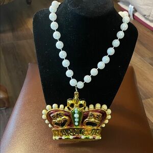 Comedy/tragedy crown, Mardi Gras pearl Necklace